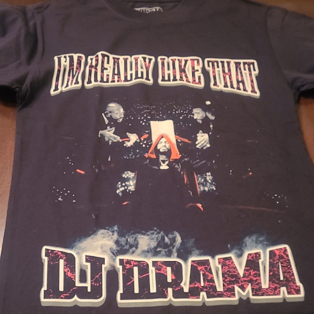 Black Graphic Tee with DJ Drama Print